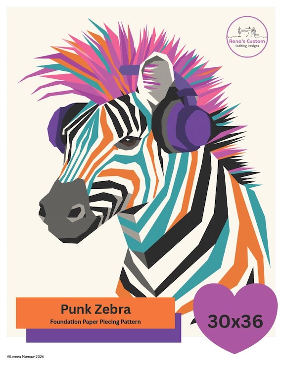 Punk Zebra foundation paper piecing pattern
