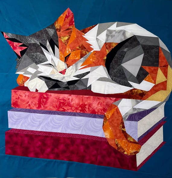 A Puuurfect Place for a Nap: Calico Foundation paper piecing quilt pattern 40x40"