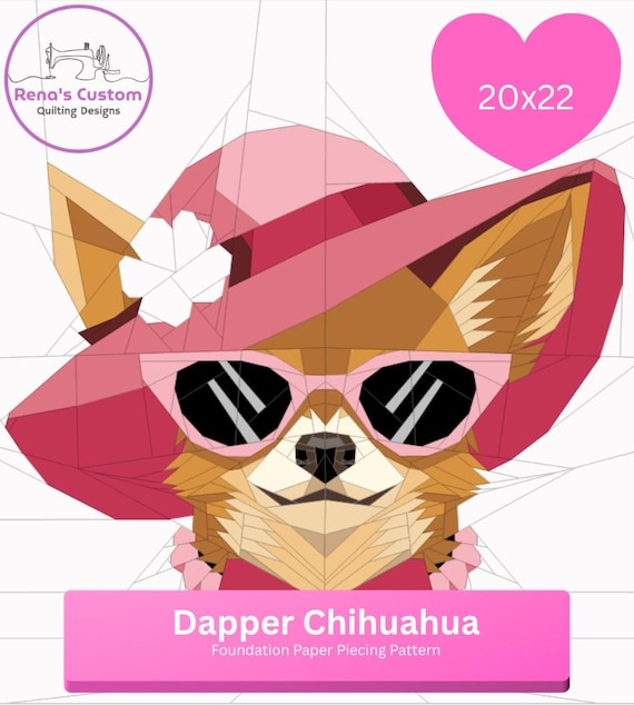Dapper Chihuahua Foundation Paper Piecing Pattern 20x22"