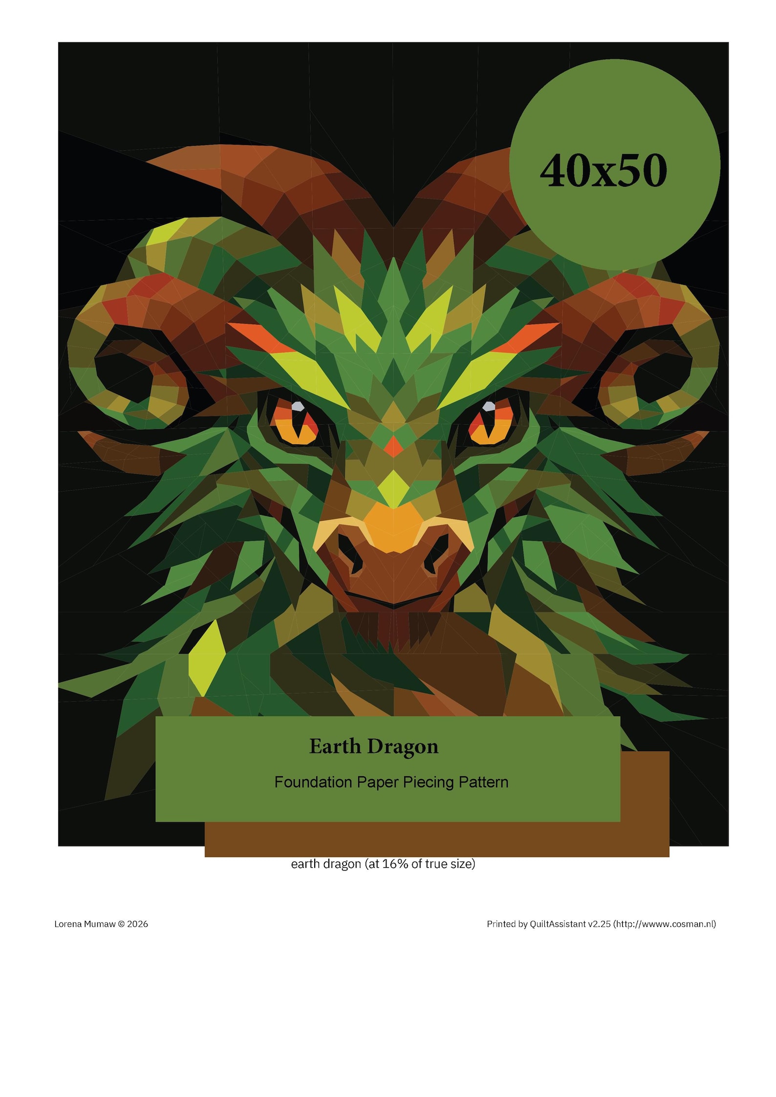 Earth Dragon Foundation Paper Piecing Pattern PDF - Etsy