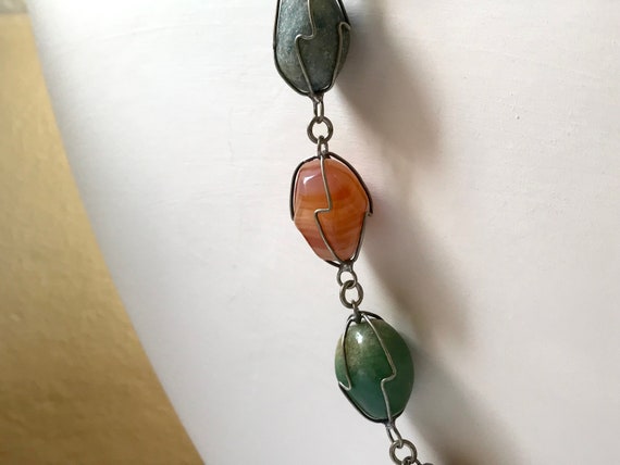 Assorted agate wire necklace. Multi-coloured neck… - image 3