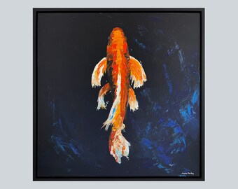 Koi Carp 1.  Original Framed Acrylic Painting.