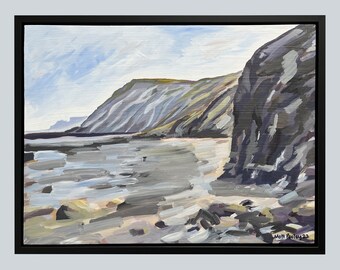 Port Mulgrave Cliffs. Original Framed Acrylic Painting.