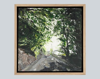 Dappled Trees - Original Acrylic Painting - Framed in an oak floating frame