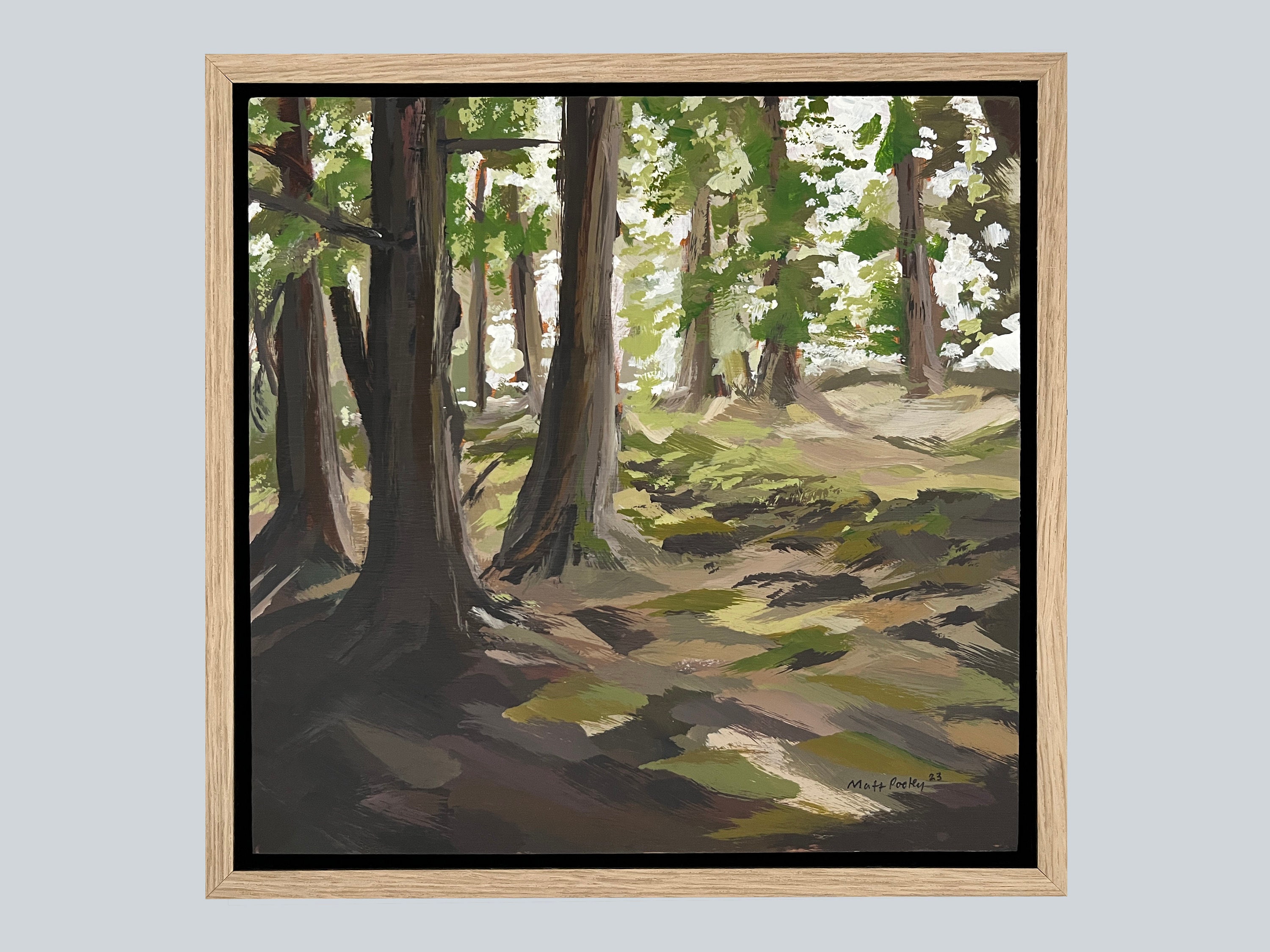 Misty Wood. Original Acrylic Painting - Framed in an oak floating frame