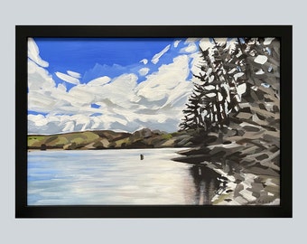 Digley Reservoir. Original Framed Acrylic Painting.