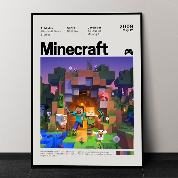 Minecraft Games Poster, Games Wall Decor, Minimalist Games Poster, Video Games Poster Print, Play Station Poster * Digital Download