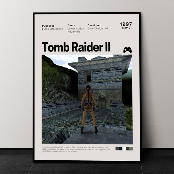 Tomb Raider 2 (1997) Game Poster, Games Wall Decor, Minimalist Games Poster, Video Games Poster Print, Retro Game Print, * Digital Download