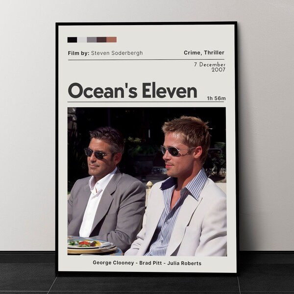 Ocean's Eleven Movie Poster, Movie Wall Decor, Minimalist Movie Poster, Movie Poster Print, Retro Art Print, * Digital Download