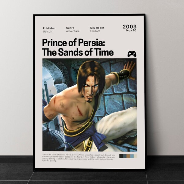 Prince of Persia: The Sands of Time (2003) Game Poster, Minimalist Games Poster, Retro Video Games Poster Print, * Digital Download