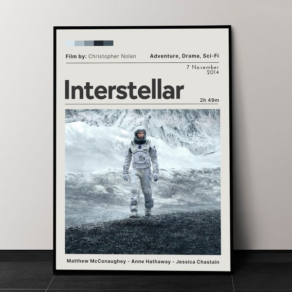 Interstellar Movie Poster, Movie Wall Decor, Minimalist Movie Poster, Movie Poster Print, Retro Art Print, * Digital Download