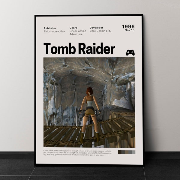 Tomb Raider 1 (1996) Game Poster, Games Wall Decor, Minimalist Games Poster, Video Games Poster Print, Retro Game Print, * Digital Download