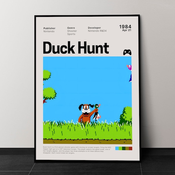 Duck Hunt (1984) Game Poster, Games Wall Decor, Minimalist Games Poster, Video Games Poster Print, Retro Game Print, * Digital Download