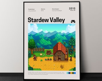 Affiche de jeu Stardew Valley, Décoration murale de jeux, Affiche de jeux minimaliste, Impression d’affiche de jeux vidéo, Impression d’art rétro, * Téléchargement numérique