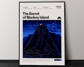 The Secret of Monkey Island (1990) Spiele Poster, Retro Spiele Poster, Videospiele Poster Druck, Retro Kunstdruck, *Digital Download