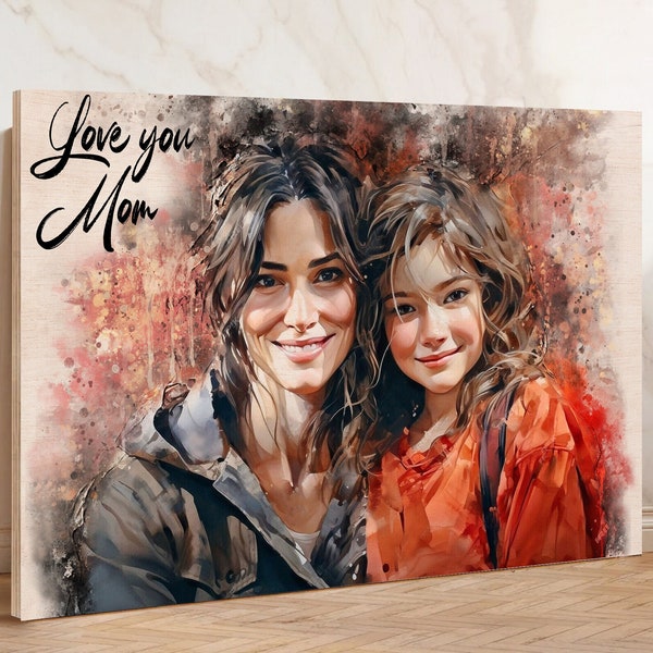 Personalized gifts for mom from daughter custom portrait from photo birthday gifts for her gifts for women sign wood wall art picture frame