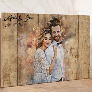Custom Photo on Wood, Engraved Photo on Wood with Watercolor Style, Custom Wall Art, Personalized Portrait from Photo as Long Distance Gift.