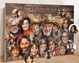 Realistic merge of different photos, Add deceased loved one to photo, Add someone to photo, Family portrait from photos, Memorial portrait