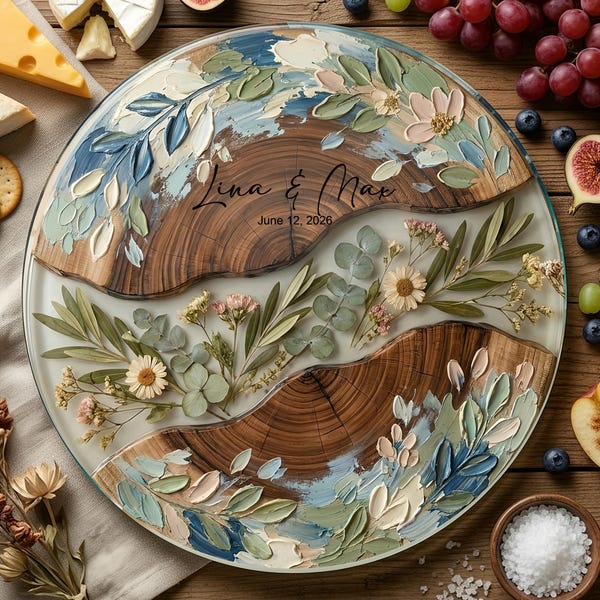 Personalized Charcuterie Board Ocean Wave Wood Look Cutting Board Unique Wedding Gift For Couple Bridal Shower Gift Engagement Gift for Her