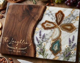 Personalized Charcuterie Board Christian Cross Glass Wood Look Cutting Board Wedding Gift for Couple Prayer Engagement Gift Anniversary Gift