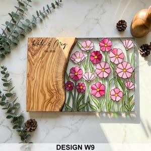 Personalized Wedding Gift for Couple Stained Glass Wood Look Cutting ...