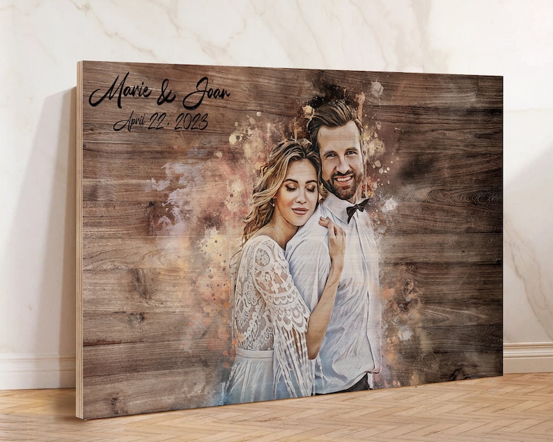 Bridal Shower Gift Wood Signs Personalized Wedding Gift for Couple Unique Engagement Gift for Her Anniversary Gift for Him Personalized Gift image 1