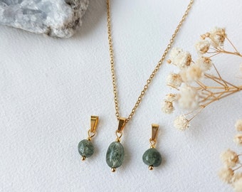 Ketting met groene Rutielkwarts | Unieke edelstenen | RVS Gold Plated | RENS Sieraden