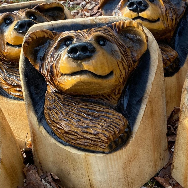 Chainsaw carved Bear in stump