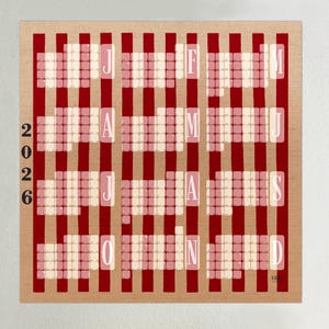 Wall calendar // Birthday calendar // Year planner 2026 &quot;Stripe red&quot; Wall decoration design poster calendar 2026 art print limited