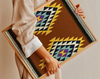 Abstract Boho Art Print Hand Drawn Painting Woven Rug Colorful Geometric Modern Home Decoration Poster Wall Hanging Original Small Artist