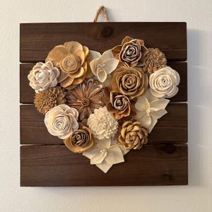 Sola Wood Flower Heart Sign Wall Decor