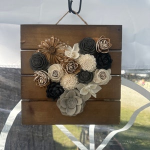 Sola Wood Flower Heart Sign Wall Decor