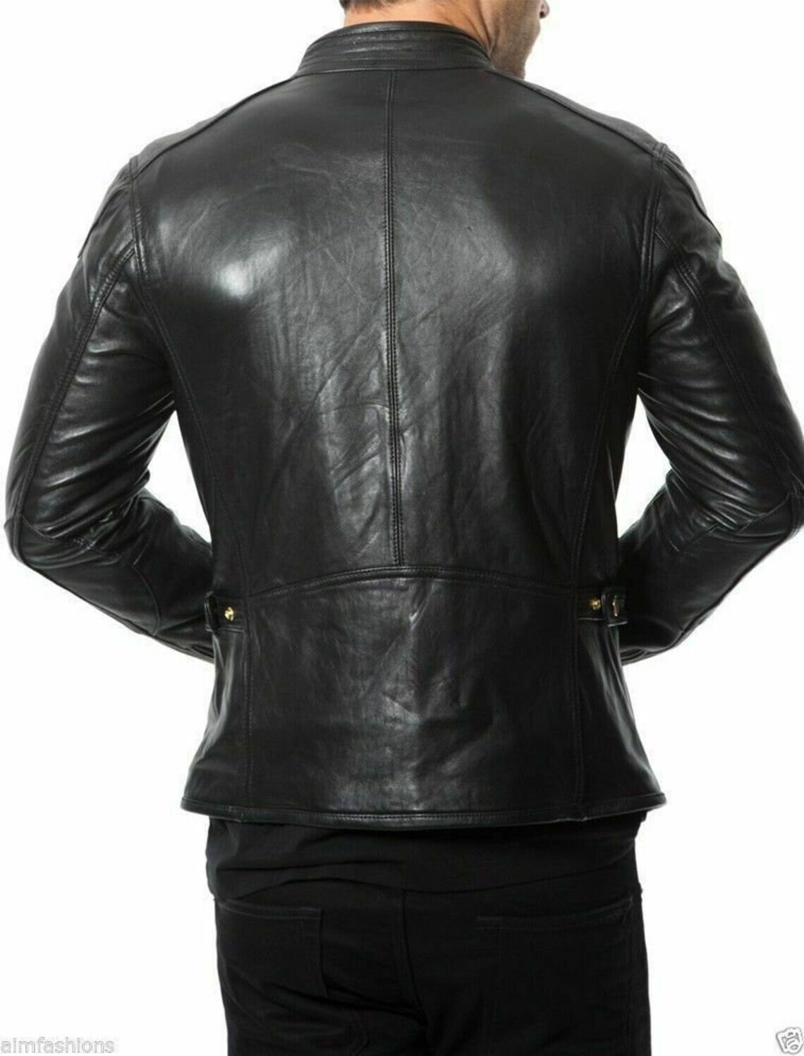 CLASSIC New Men’s Gold Zipper Leather Jacket 100% Real Lambskin Stylish