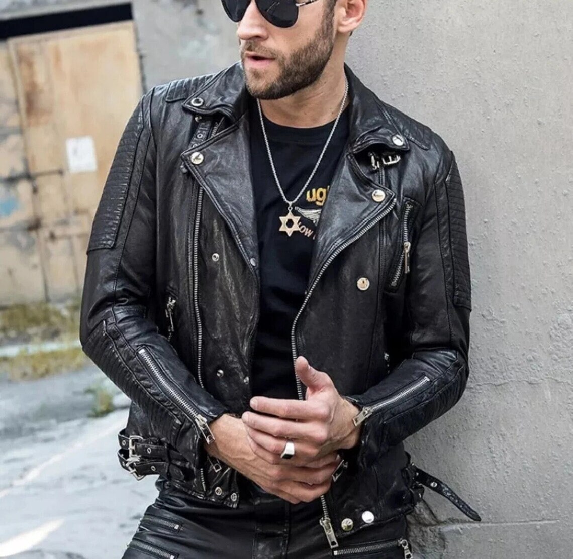 DESIGNER New Men's Black Leather Jacket 100% Soft Sheepskin Stylish ...