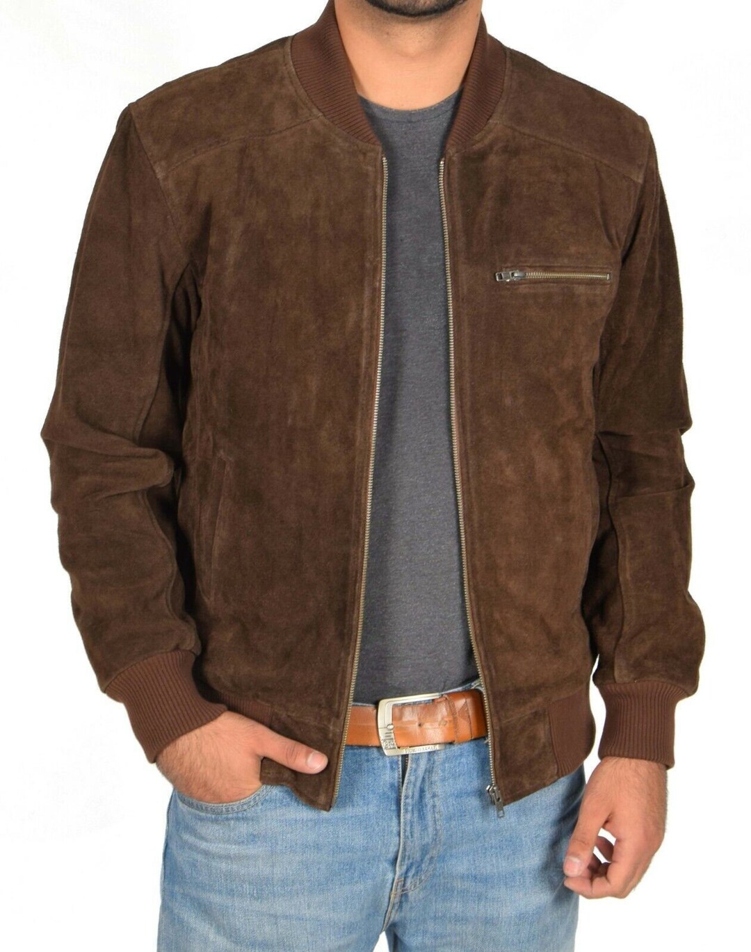 CLASSIC New Men's Brown Suede Leather Jacket 100% Soft - Etsy