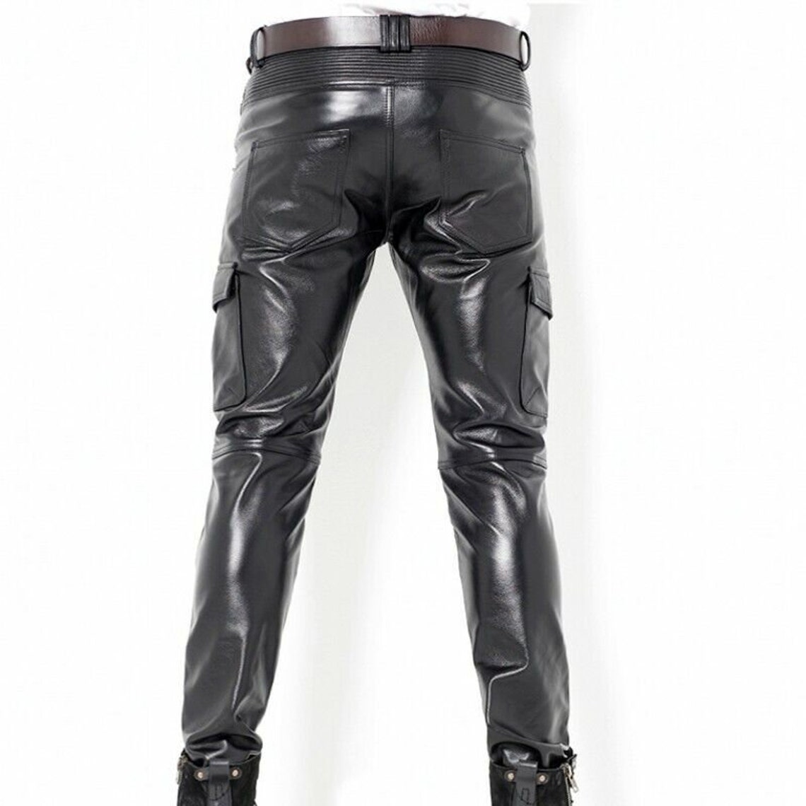 ALLEN LEATHER Men's Black Leather Pant 100% Real Soft Lambskin Leather ...