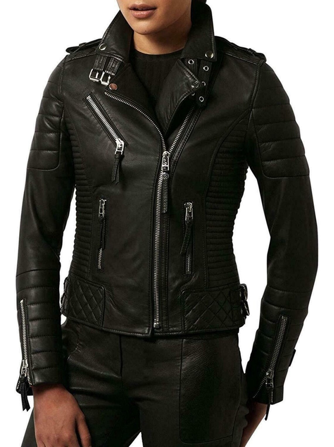 Authentic New Women's Black Leather Jacket 100% Soft - Etsy
