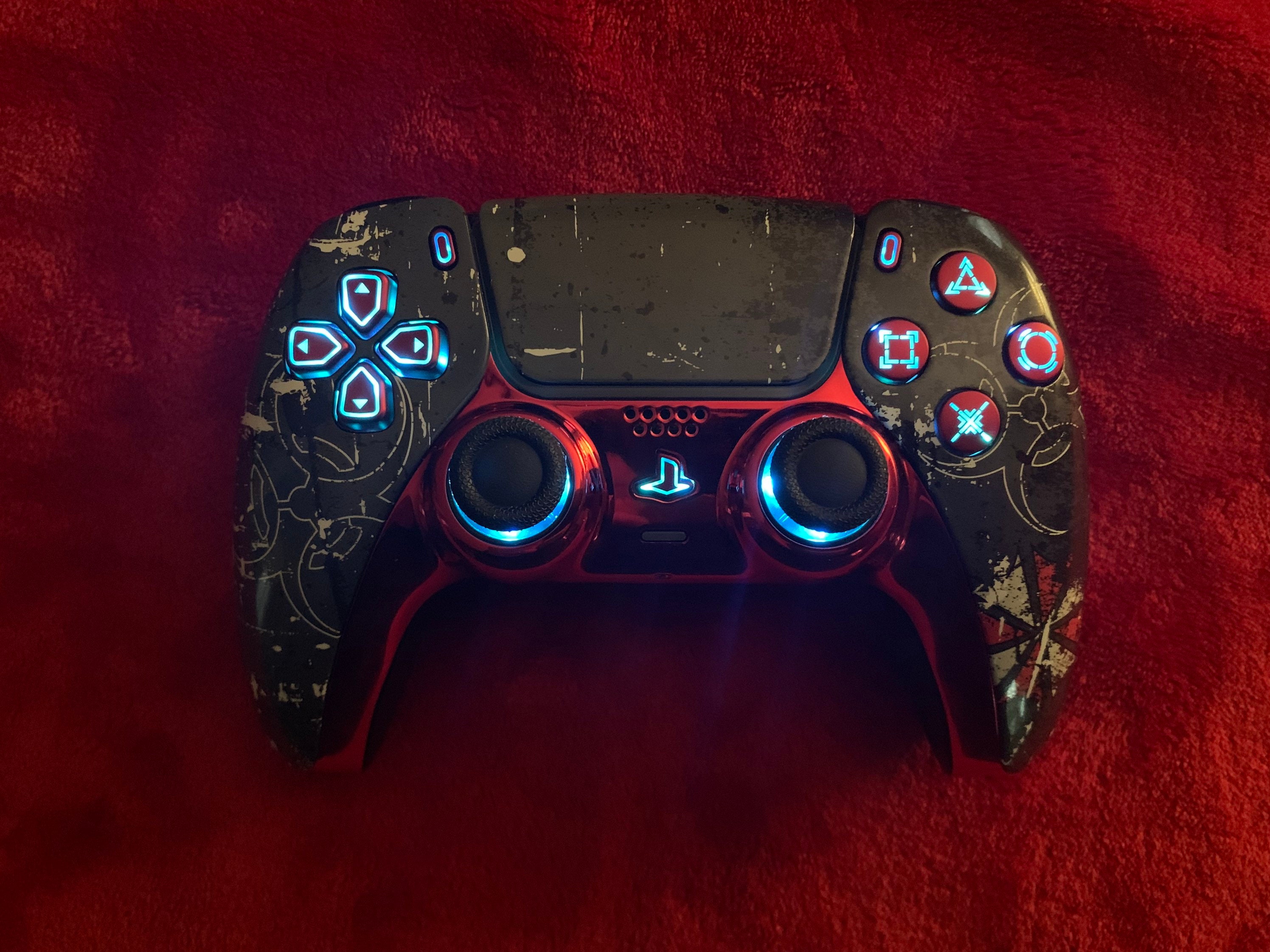 PS5 Premium Custom Controllers, 4 Button Backplate, LED Faceplate