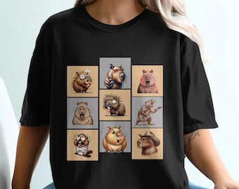 Funny Capybara Vibes Comfort Colors T-Shirt: Cartoon Rodent Tee