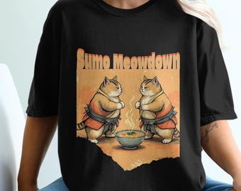 Funny Cat Sumo Meowdown T-Shirt: Japanese Cat Lovers Tee