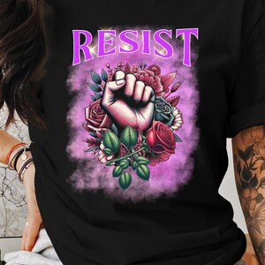 Resist Fist Floral Graphic T-Shirt: Feminist Empowerment Apparel