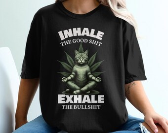 Meditating Cat Graphic Tee: Funny Zen Kitty Comfort Colors T-Shirt