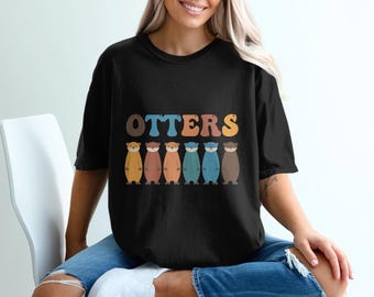 Otter Family Watercolor Graphic Tee, Animal Lover Shirt