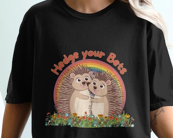 Camiseta de erizo, colores cómodos, estampado de animalito