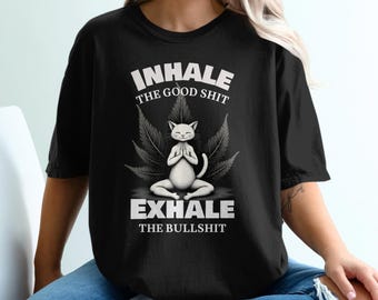 Relaxing Cat Comfort Colors T-Shirt: Funny Yoga Meditation Tee