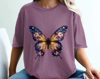 Japanisches Blumen Schmetterling Comfort Colors T-Shirt