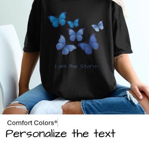 Butterfly Graphic Tee, Customizable Text T-Shirt, Comfort Colors, Motivational Quote Shirt, Women&#39;s Fashion, Casual Wear