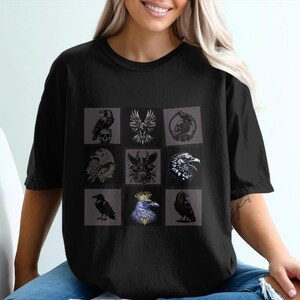 Gothic Raven T-Shirts, Crow Comfort Colors Comfort Colors T-Shirt, Skull and Roses Tee, Bird Wings Graphic T-Shirts, Viking Raven T-Shirts