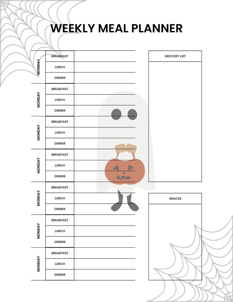 Halloween Weekly Meal Planner - Etsy