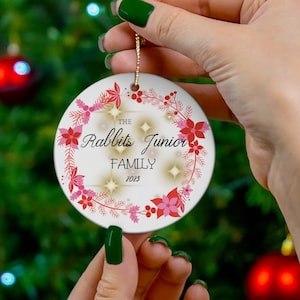 Personalized Christmas Family Ornament Gift, Customized Holiday Gift, Custom Christmas Keepsake, Family Name and Year Personalized Ornament